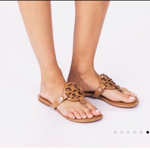 Tory Burch Tan Patent Leather Miller Sandals - Picture 12 of 13